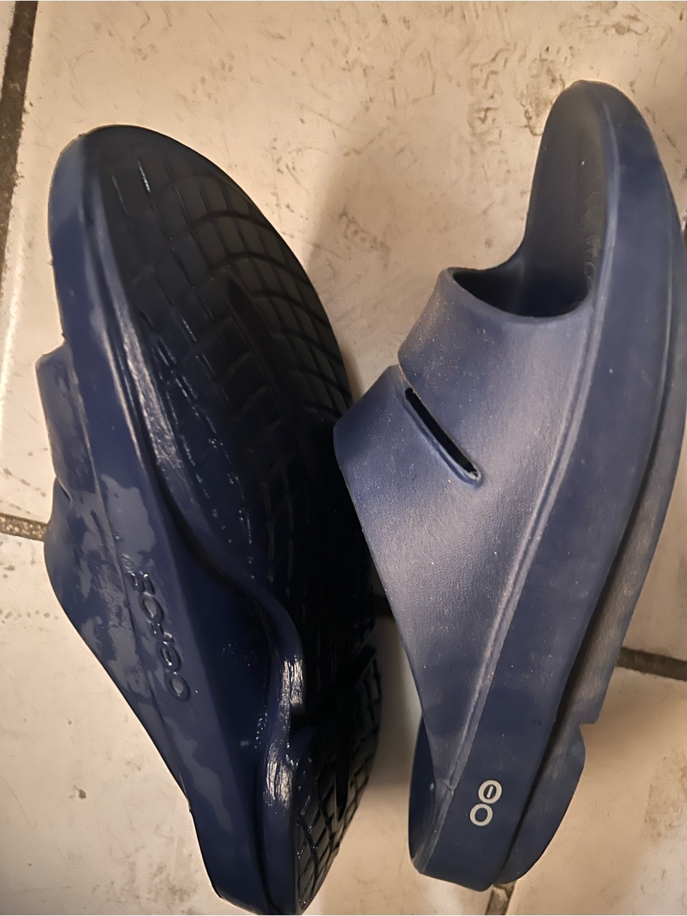 OOFOS slip on Slide Sandals women Navy Blue